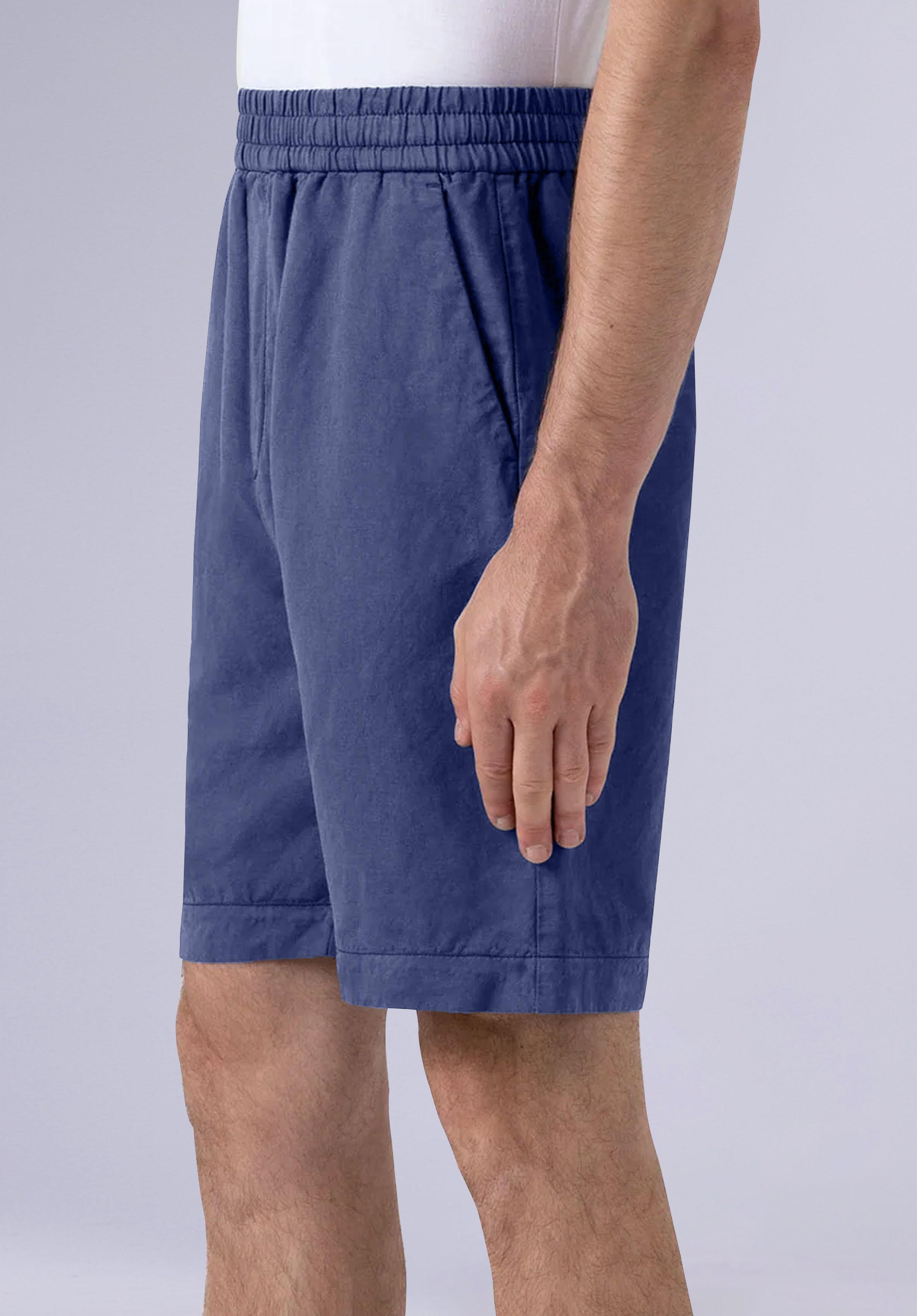 Indigo Cotton Linen Shorts