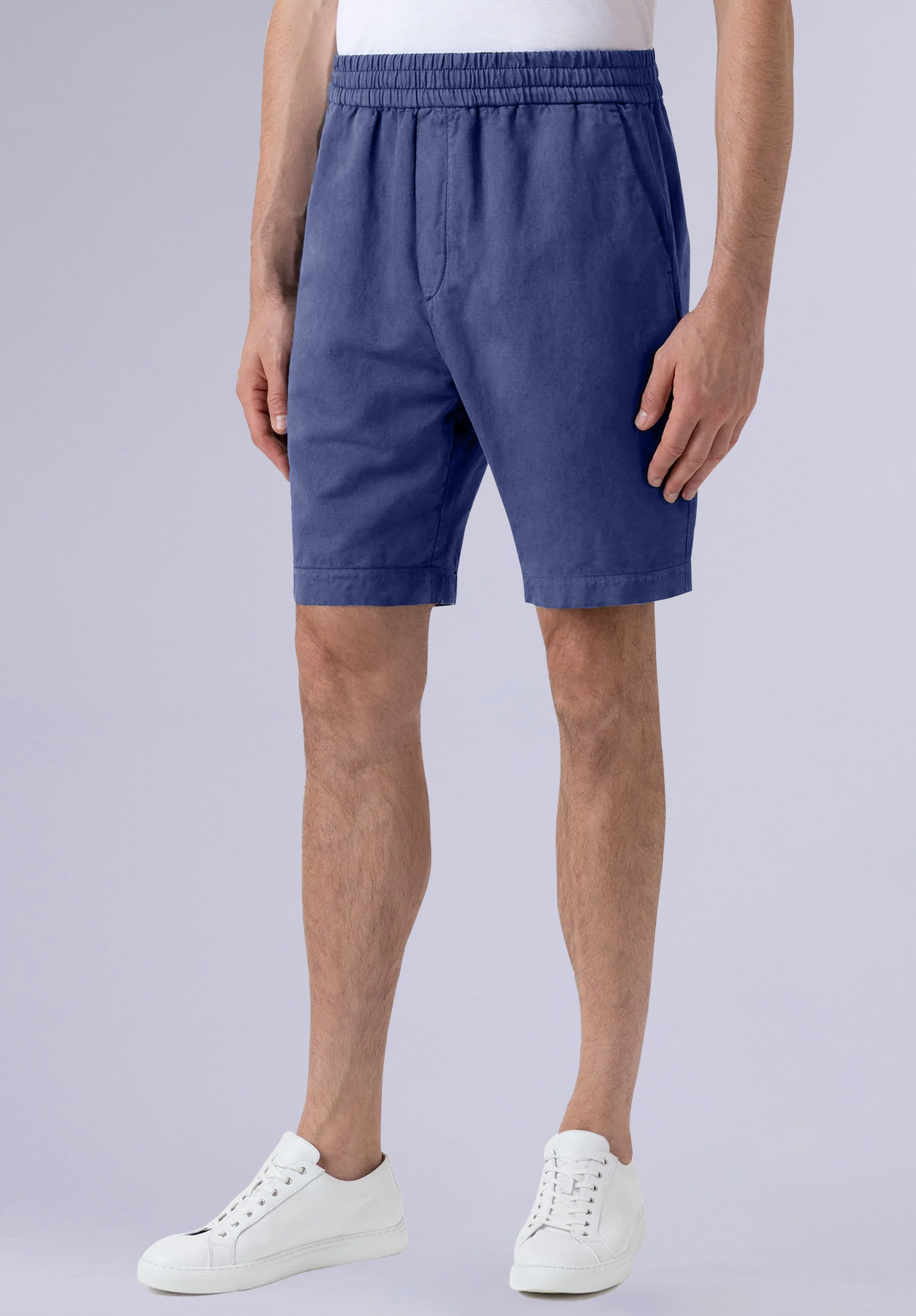 Indigo Cotton Linen Shorts